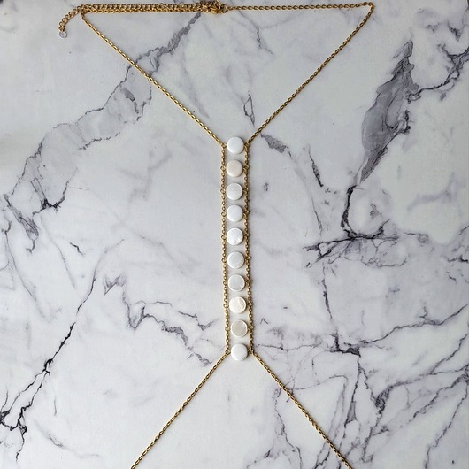 złote naszyjniki Łańcuszek na ciało X-Woman - masa perłowa