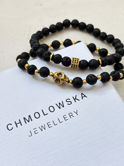 biżuteria męska Zestaw męskich bransoletek Lawa i Hematyt