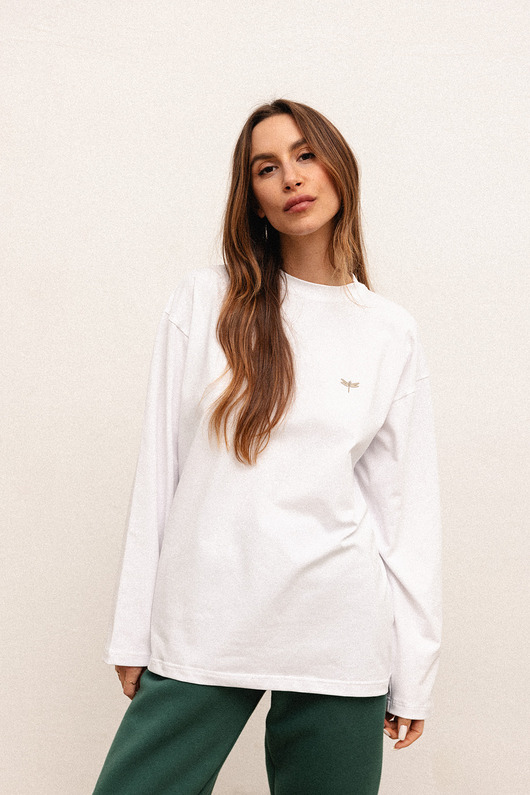 bluzki z długim rękawem damskie Longsleeve WHITE