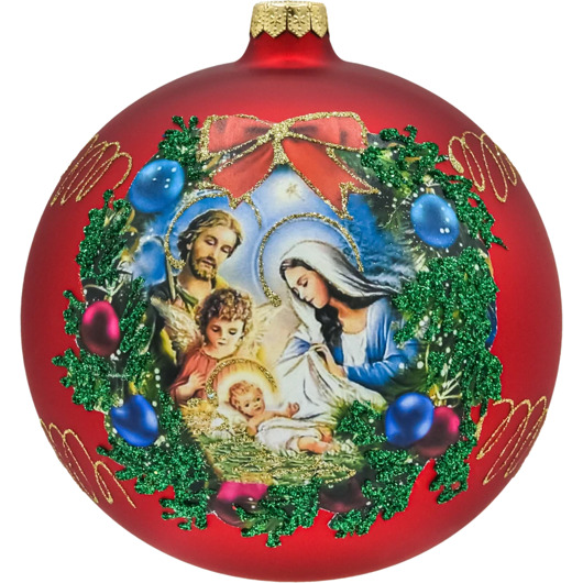 ozdoby choinkowe Bombka czerwona: Święta Rodzina