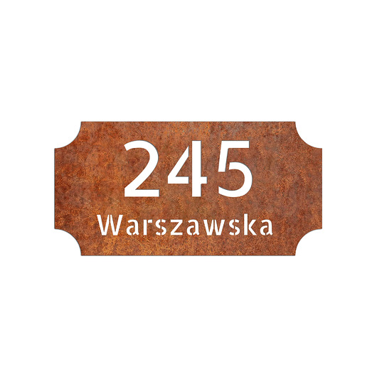 napisy dekoracyjne i tabliczki Szyld z twoim logo, tablica adresowa, numer domu ze stali corten efekt rdzy