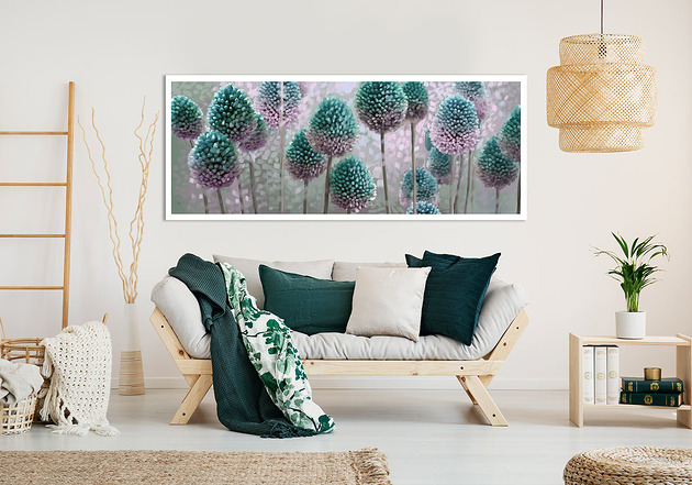 OBRAZ NA PŁÓTNIE - KWIATY CZOSNEK 150x60cm LUdesign gallery
