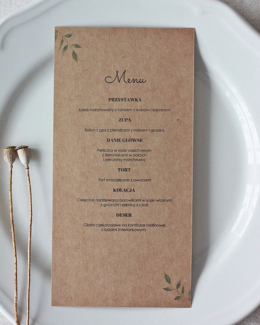 Ślub - inne Fanny. Menu