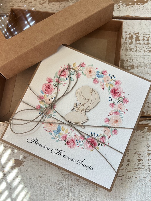 kartki na komunię Kartka na komunię ręcznie robiona - Pamiątka Komunii