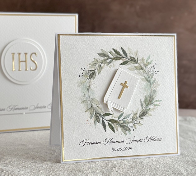 kartki na komunię Kartka na komunię z pudełkiem i kopertą, 107
