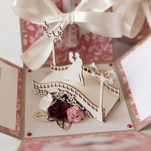 kartki scrapbooking Pamiątka ślubu, exploding box, kartka 3d na wesele