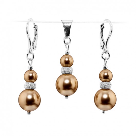 Komplet srebro + perły kryształ Swarovski Moonlight Avenue