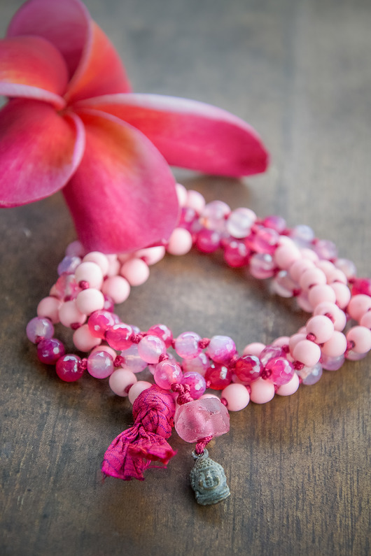 LOTUS SUTRA MALA naszyjnik z agatu Kwiaty Bali NOMAD ACCESSORIES