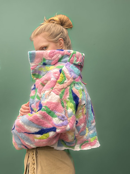 kurtki damskie 100% wełna kolorowa kurtka bomberka