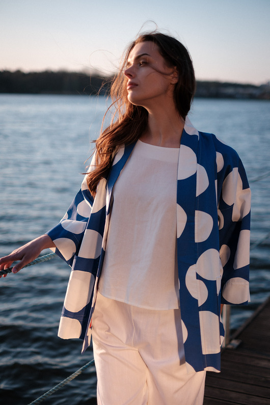 marynarki damskie Tsi - Bawełniane kolorowe kimono
