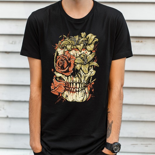 t-shirty męskie Koszulka  z nadrukiem Flower skull
