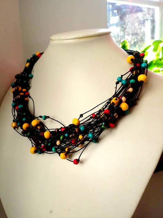 wisiory Naszyjnik ze sznurka lnianego