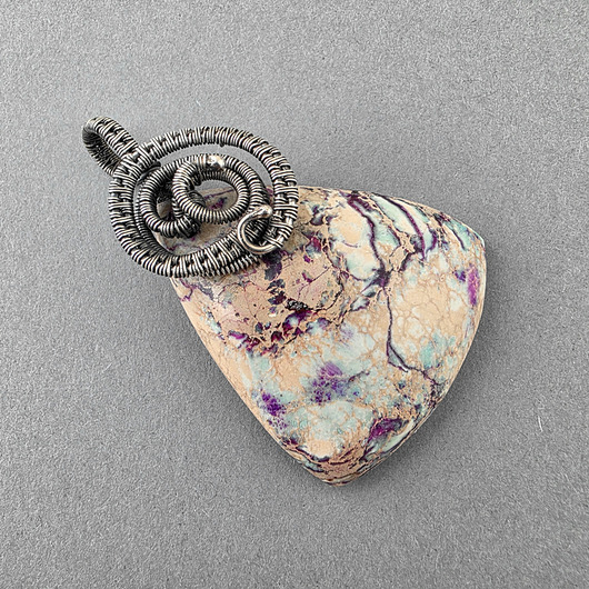 wisiory Mosa - jaspis w oksydowanym srebrze, wire wrapping
