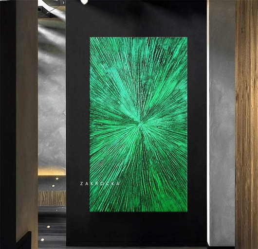obrazy Obrazy na płótnie  zielony szmaragdowy zielony strukturalny 80x160cm
