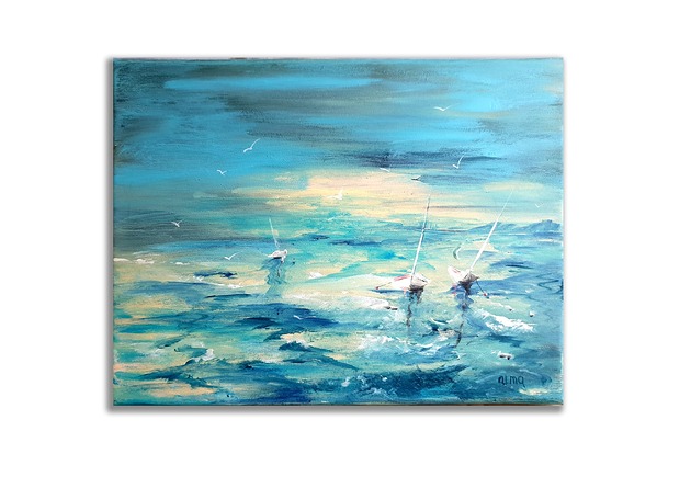 obrazy Obraz ręcznie malowany "Morze" 30x40 cm