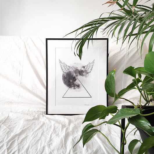 plakaty moon girl minimalistyczny plakat z ksieżycem