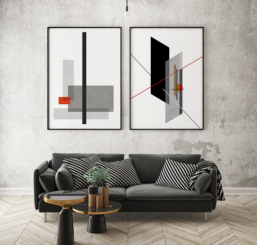 plakaty Zestaw 2 plakatów geometria bauhaus