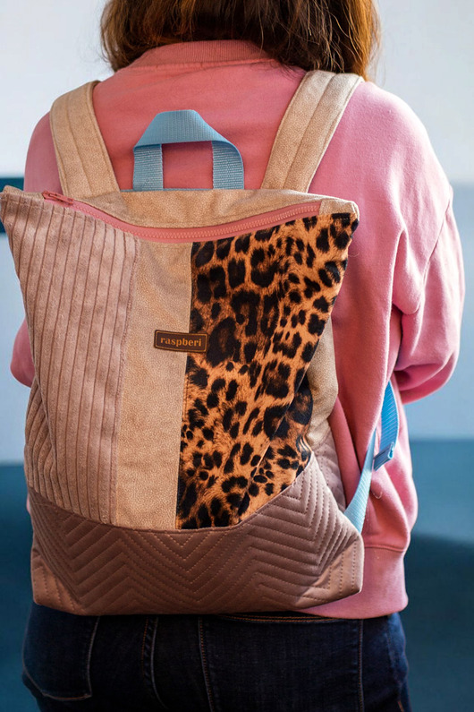 plecaki Patchworkowy plecak z suwakiem panterka