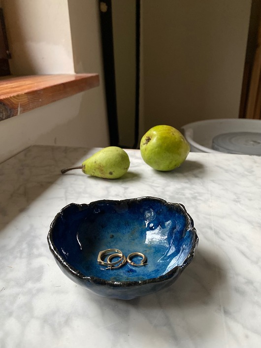 pojemniki na biżuterię Ceramiczna Miseczka Skorupka na Biżuterię Granatowa Cudo Oceanu