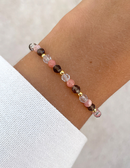 bransoletki z kamieni naturalnych Talizman - rodochrozyt, kwarc dymny, kryształ górski, hematyt
