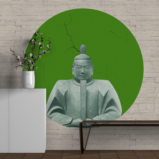 tapety i naklejki ścienne Mural DOTS Kusonoki ZIELONY-  okrągła dekoracja ścienna