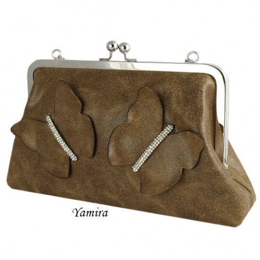 classic dark beige leather with butterflies yamira