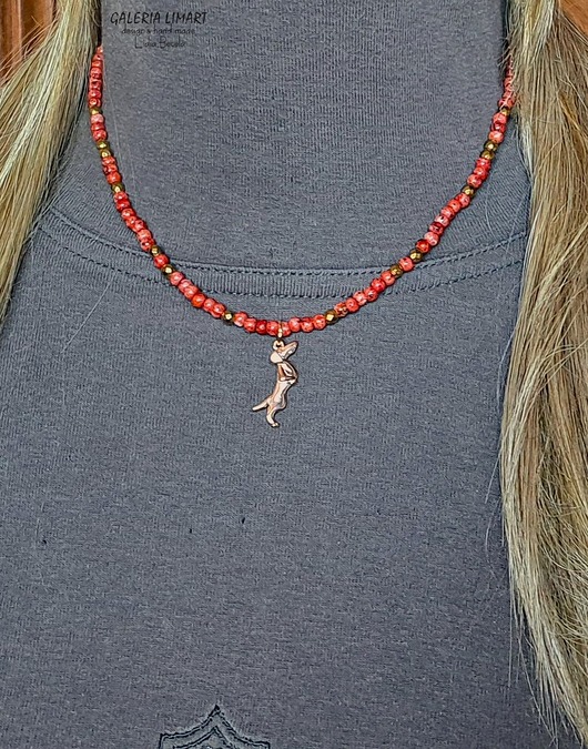 komplet biżuterii Dla kochającej jamniki Komplet wisiorek i bransoletka miły prezent handmade