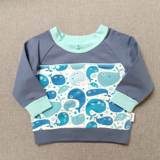 bluzy dla niemowlaka Bluza dresowa dla chłopca w wieloryby rozm.74