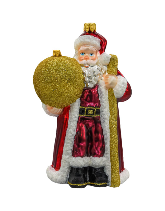 ozdoby choinkowe Bombka choinkowa: Święty Mikołaj ze złotą bombką