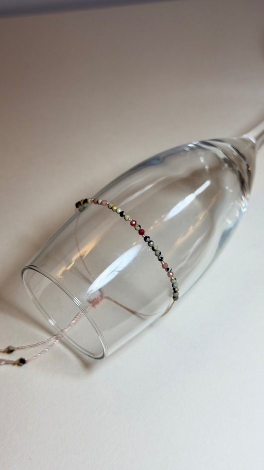 bransoletki na sznurku Bransoletka regulowana rodochrozyt + jaspis dalmatyński