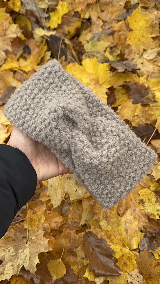 opaski do włosów Wełniana opaska twist boucle - beżowa