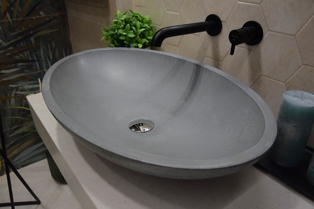umywalki Umywalka nablatowa betonowa owalna 68cm jasno szara