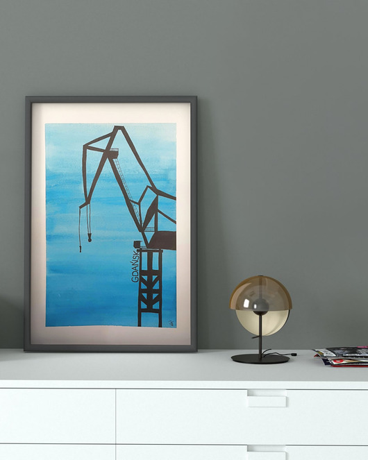 grafiki i ilustracje Akwarela Żuraw Stoczniowy GDAŃSK, 20,5 x 29 cm