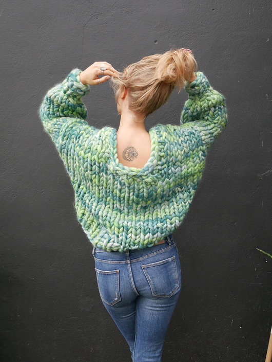 kardigany damskie Kolorowy krótki sweter kardigan  organic merino