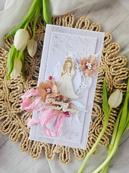 kartki na komunię Kartka komunijna dla dziewczynki