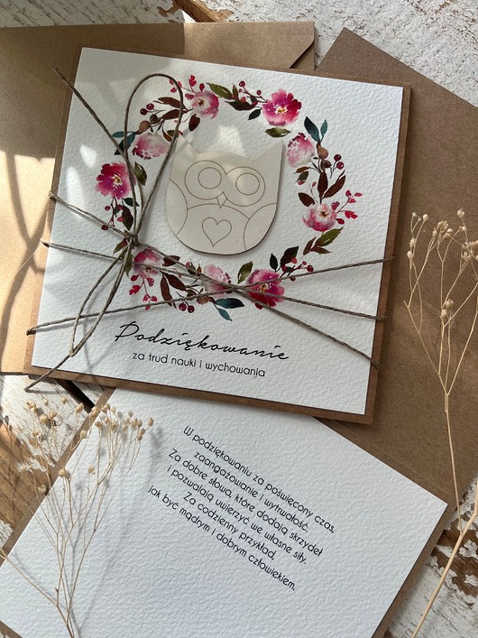 kartki scrapbooking Stylowa kartka dla nauczyciela wychowawcy podziękowanie