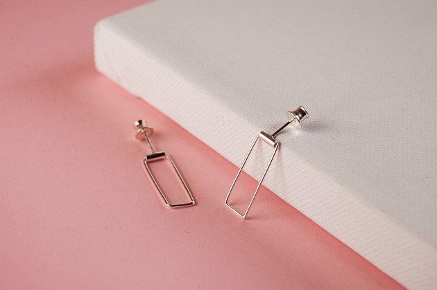 kolczyki srebrne Kolczyki srebrne ruchome PROSTOKĄTY