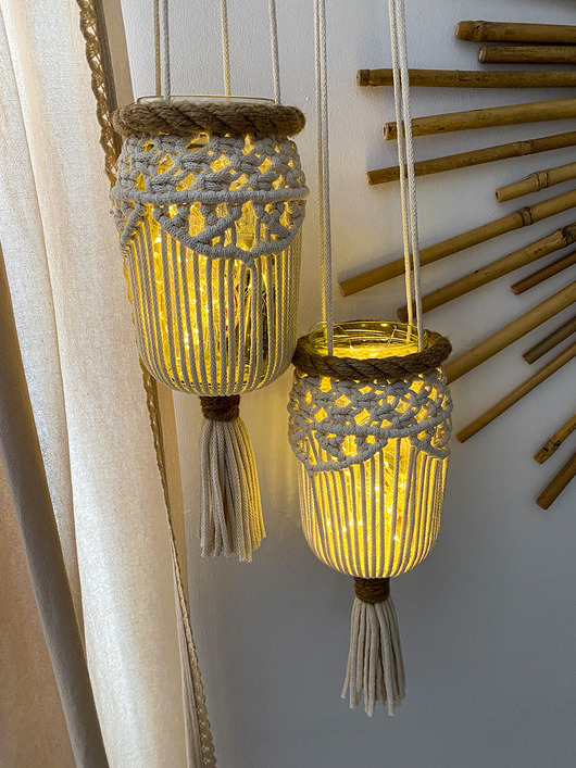 makramy Lampion wiszący makrama