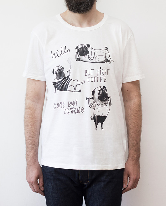 t-shirty męskie Koszulka męska z mopsem "Leniwe Mopsy"