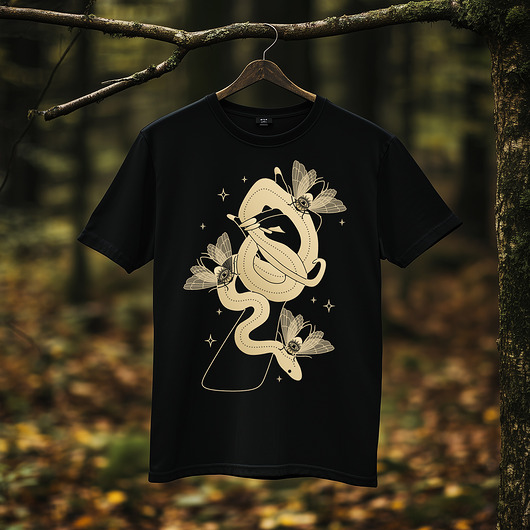 t-shirty męskie Koszulka - Alchemia Symboli, Dłonie wiedźmy, wąż i ćmy #6