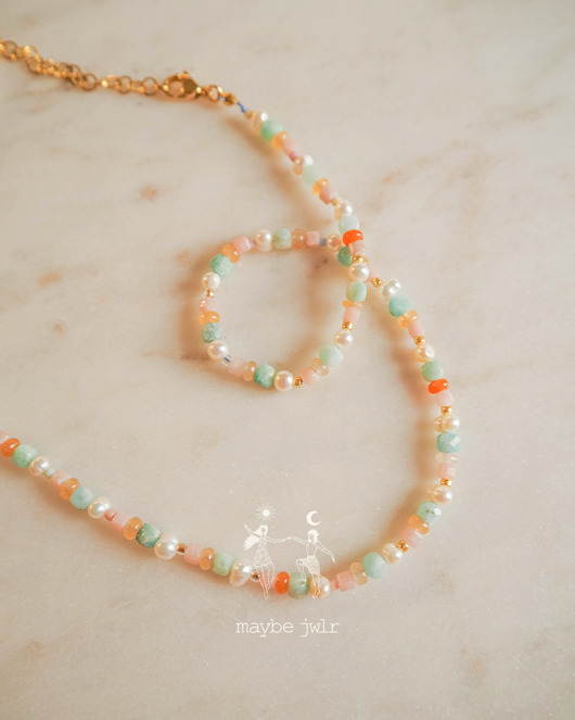 chokery Naszyjnik pastelowy z kamieni naturalnych