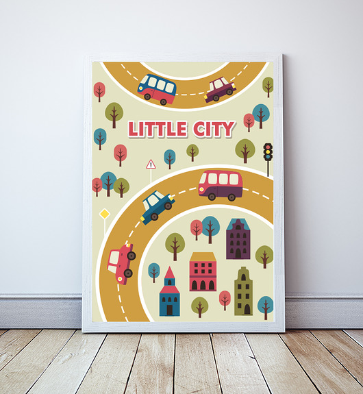Autka, Samochody, Little City, plakat Wallie Studio Dekoracji