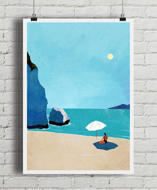 plakaty Plakat Dzika plaża - dziewczyna pod parasolem