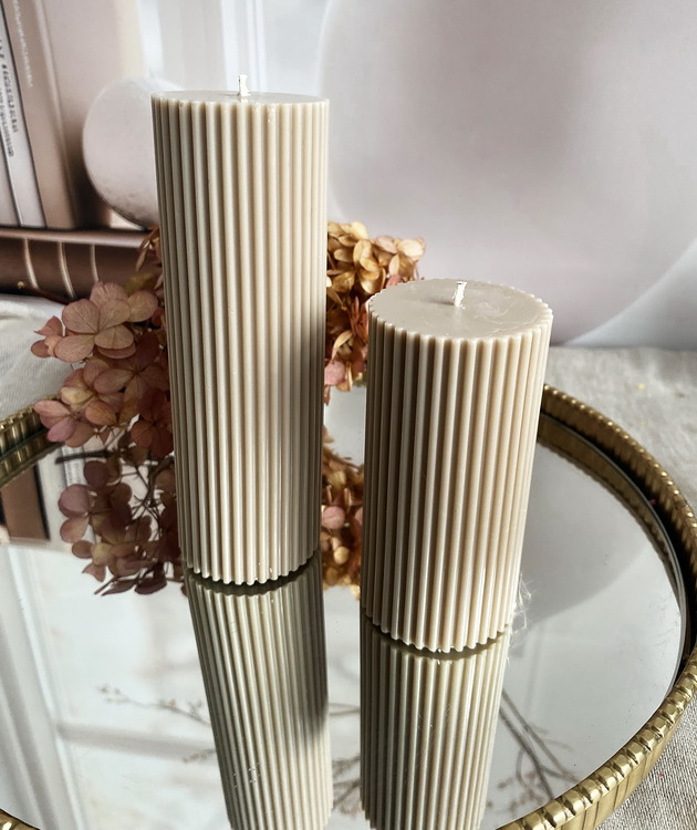 świeczniki i świece Komplet dwóch świec ekologicznych sojowych dekoracyjnych "Linea"