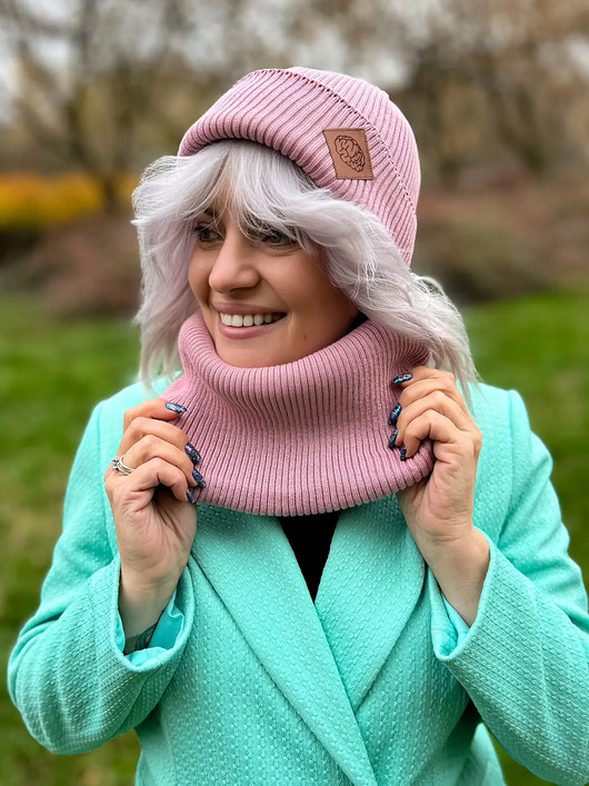 szale damskie Bawełniany komin Brudny różowy