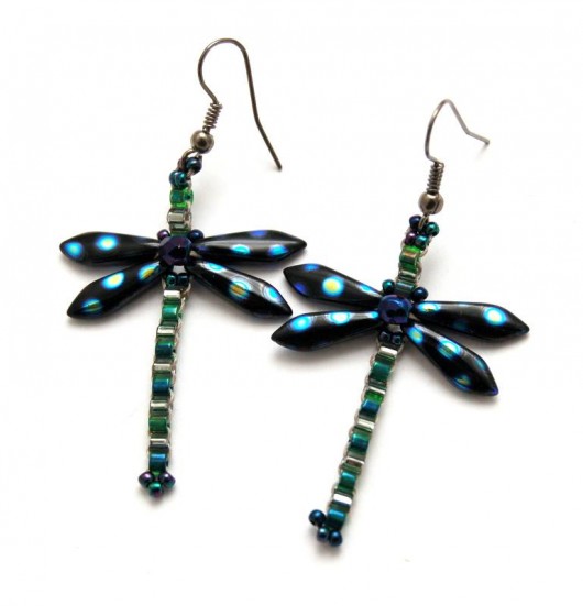 Kolczyki koralikowe ważki Dragonfly MadeByInati