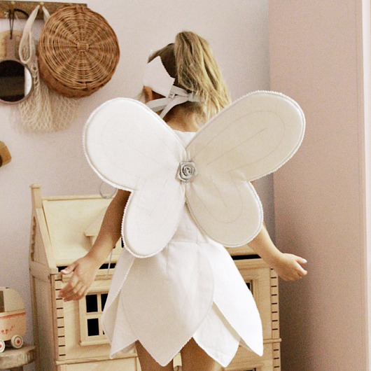 przebrania dla dzieci Skrzydła wróżki PN Białe ze srebrną nitką