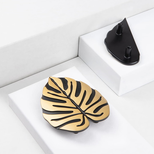 meble - gałki Uchwyt meblowy MONSTERA GOLD BLACK