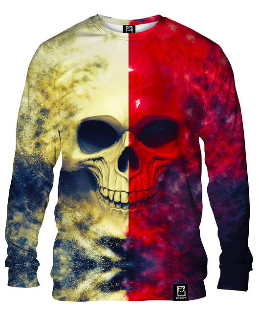 bluzy męskie Bluza Bez Kaptura Męska DR.CROW White Red Skull