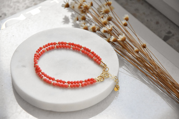 bransoletki złote Bransoletka koral ze srebrem złoconym